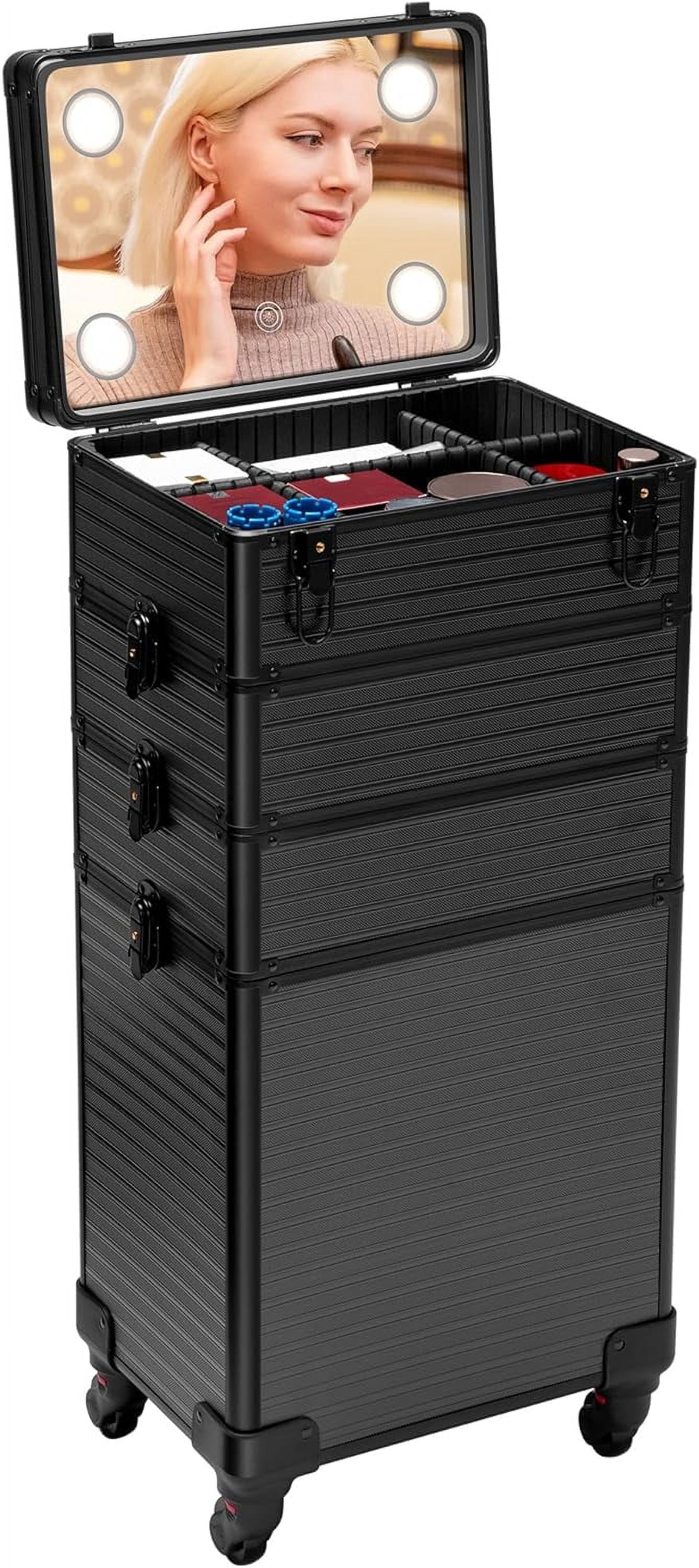 SPECSTAR 4 in 1 Rolling Makeup Train Case with Mirror of LED Lighted 3