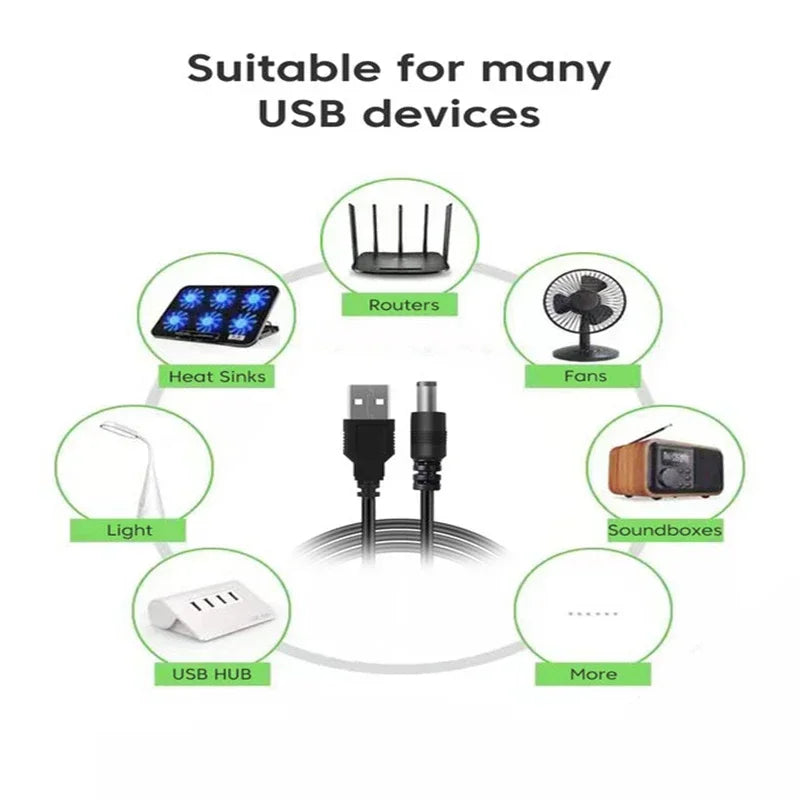 WiFi Power Bank Cable - USB to DC 5V/12V Boost Converter Cord for Router/Modem/Speaker, Portable Charging Adapter