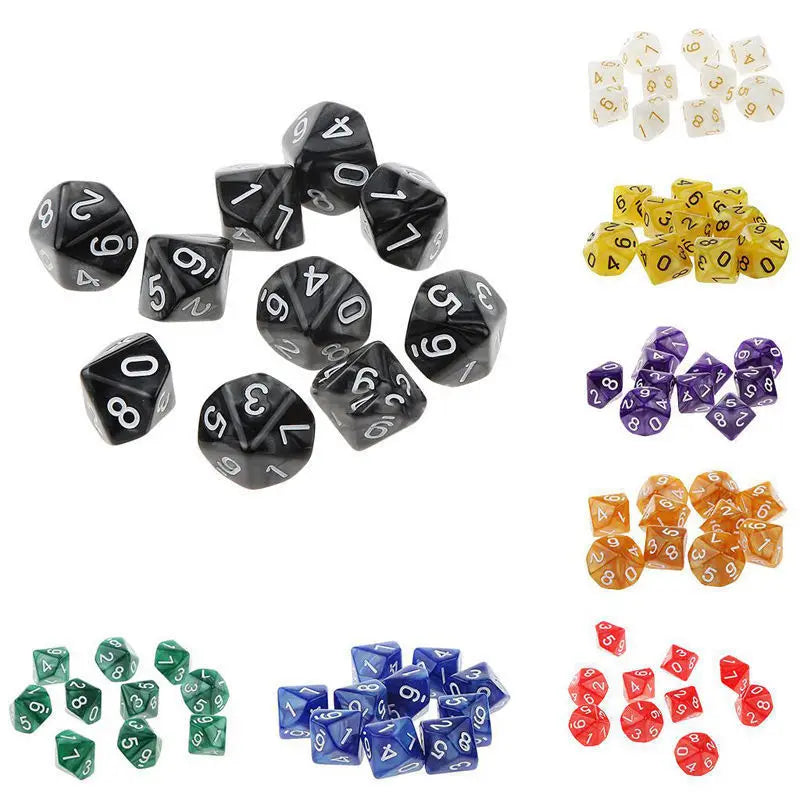 10 Pcs/set 0-9  Digital Dice 10-sided Educational Games Entertainment Accessories