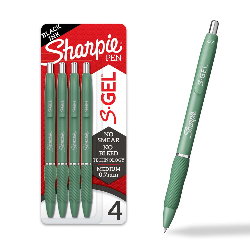 Sharpie S-Gel, Gel Pens, Medium Point (0.7mm), Green Barrel, Black Ink