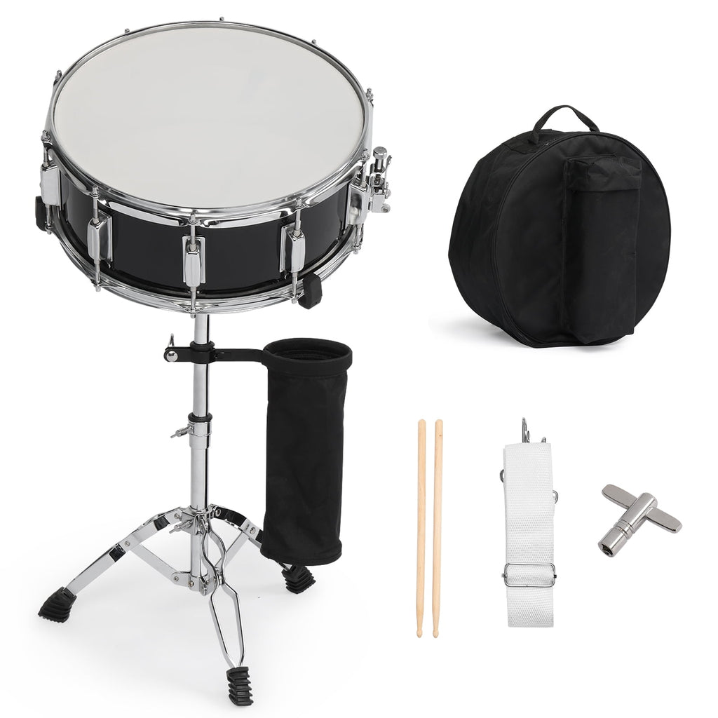 Snare Drum Set with Drumstick Holder, Snare Drum Bag, Strap, Mute Pad
