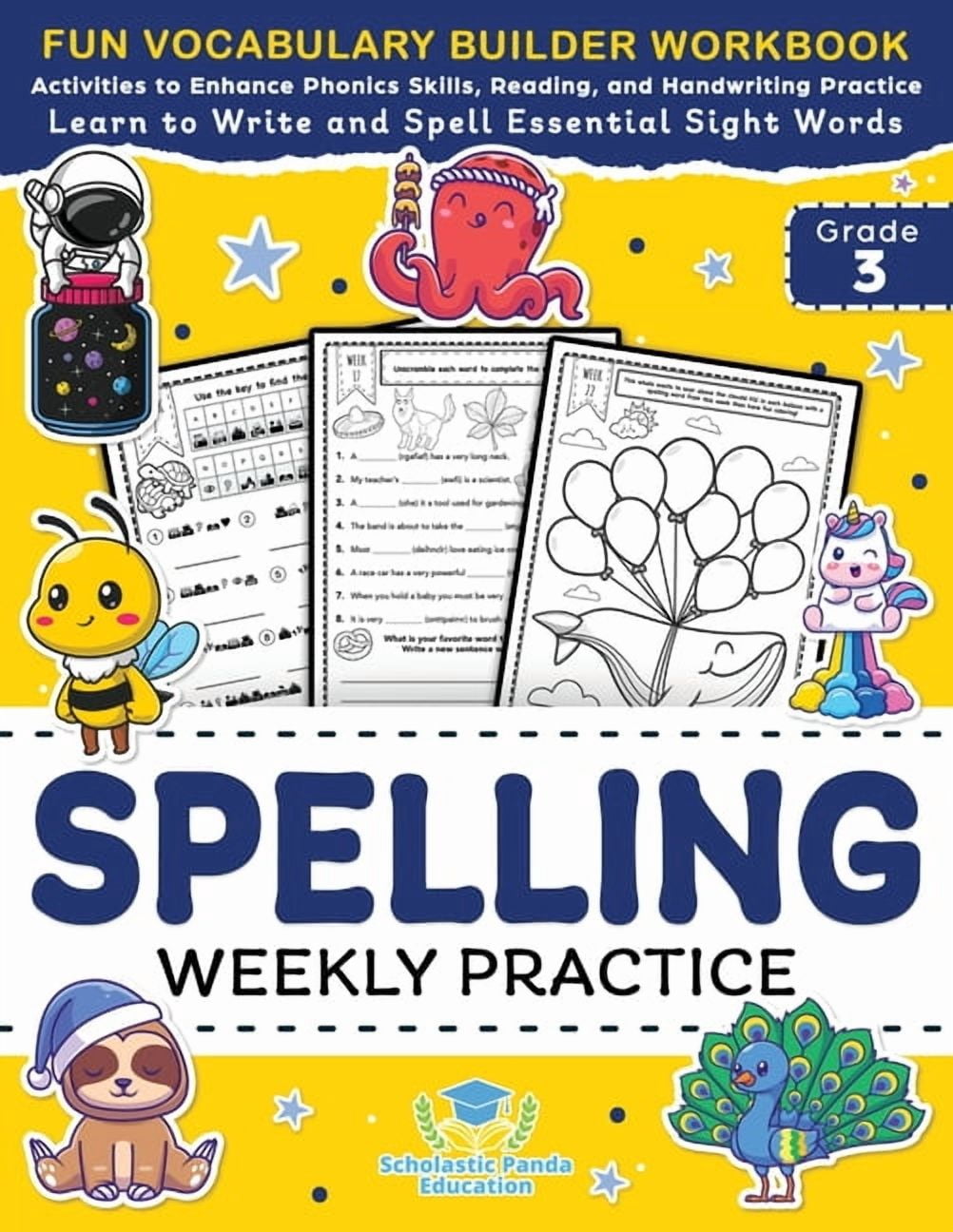 Elementary Books for Kids Spelling Weekly Practice for 3rd Grade: Voca