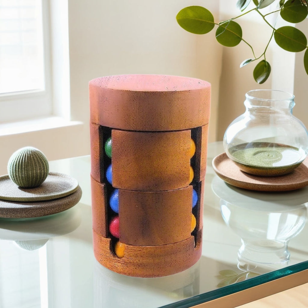 Spin To Win Cylinder Rotational IQ Cube Puzzle Wooden Spinning Sequent