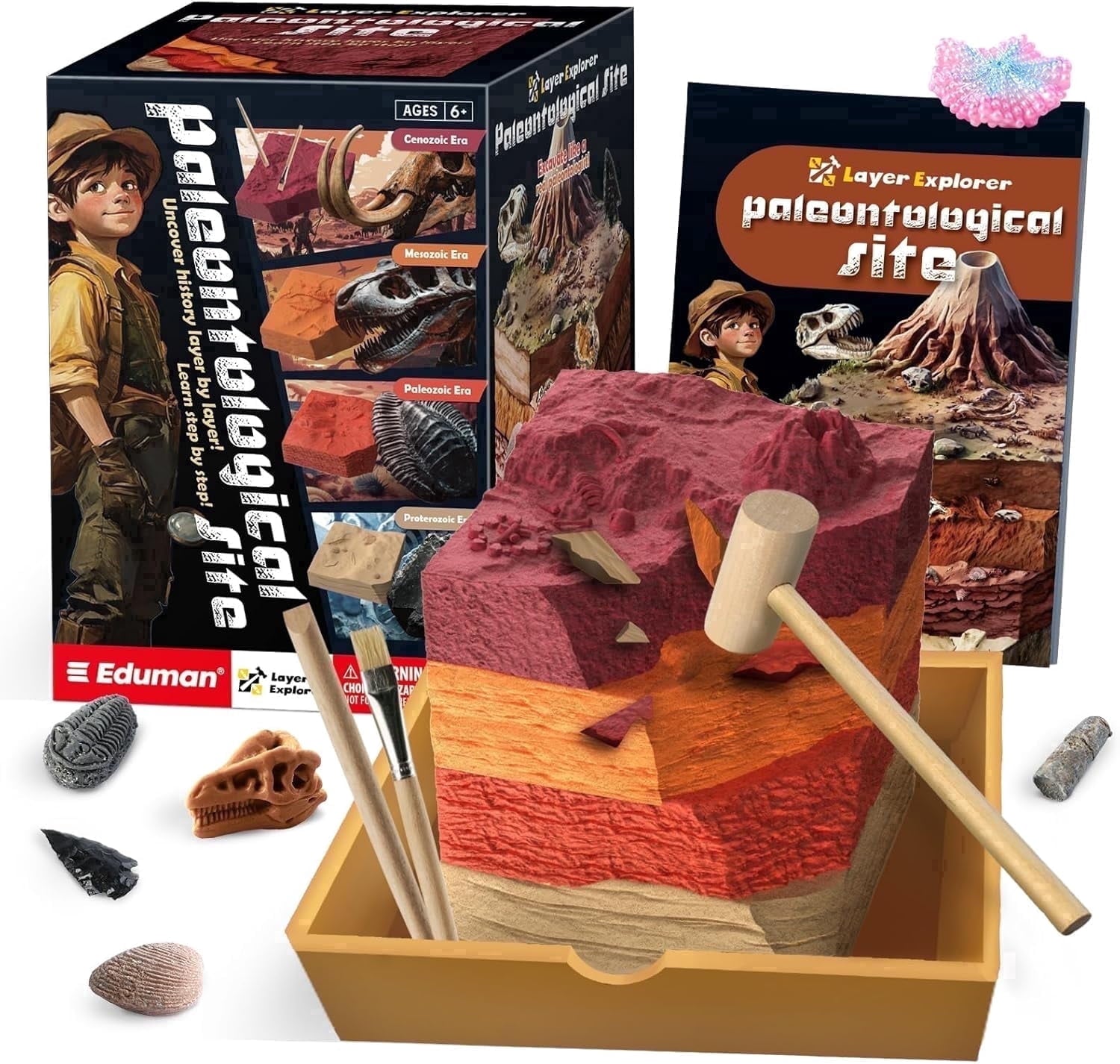 Piano Potato Paleontological Site Fossil Dig Kit for Kids, 4 Eras Laye