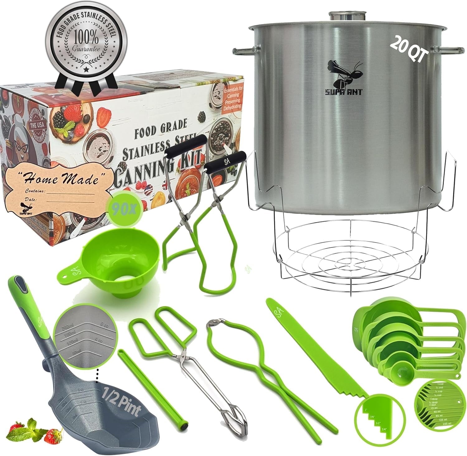 Supa Ant 20 Qt. Stainless Steel Water Bath Canning Pot with Canning Su