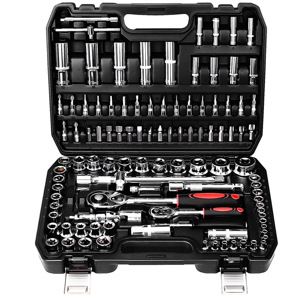 TLGREEN 108 Pcs Mechanic Socket Tool Kit, CR-V Steel Metric and Standa