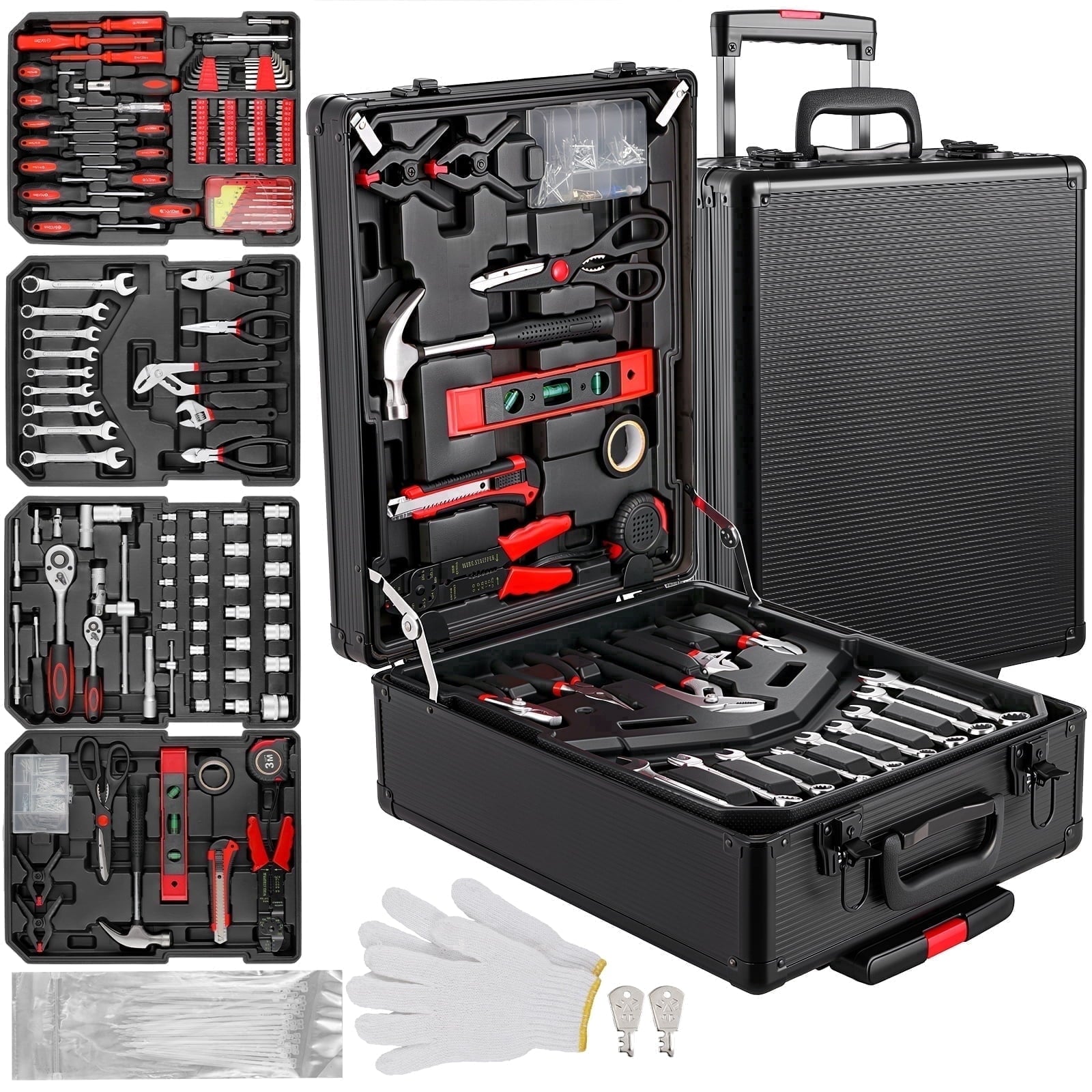 TLGREEN 799pcs Mechanic Tool Set with Trolley Case, Complete Household
