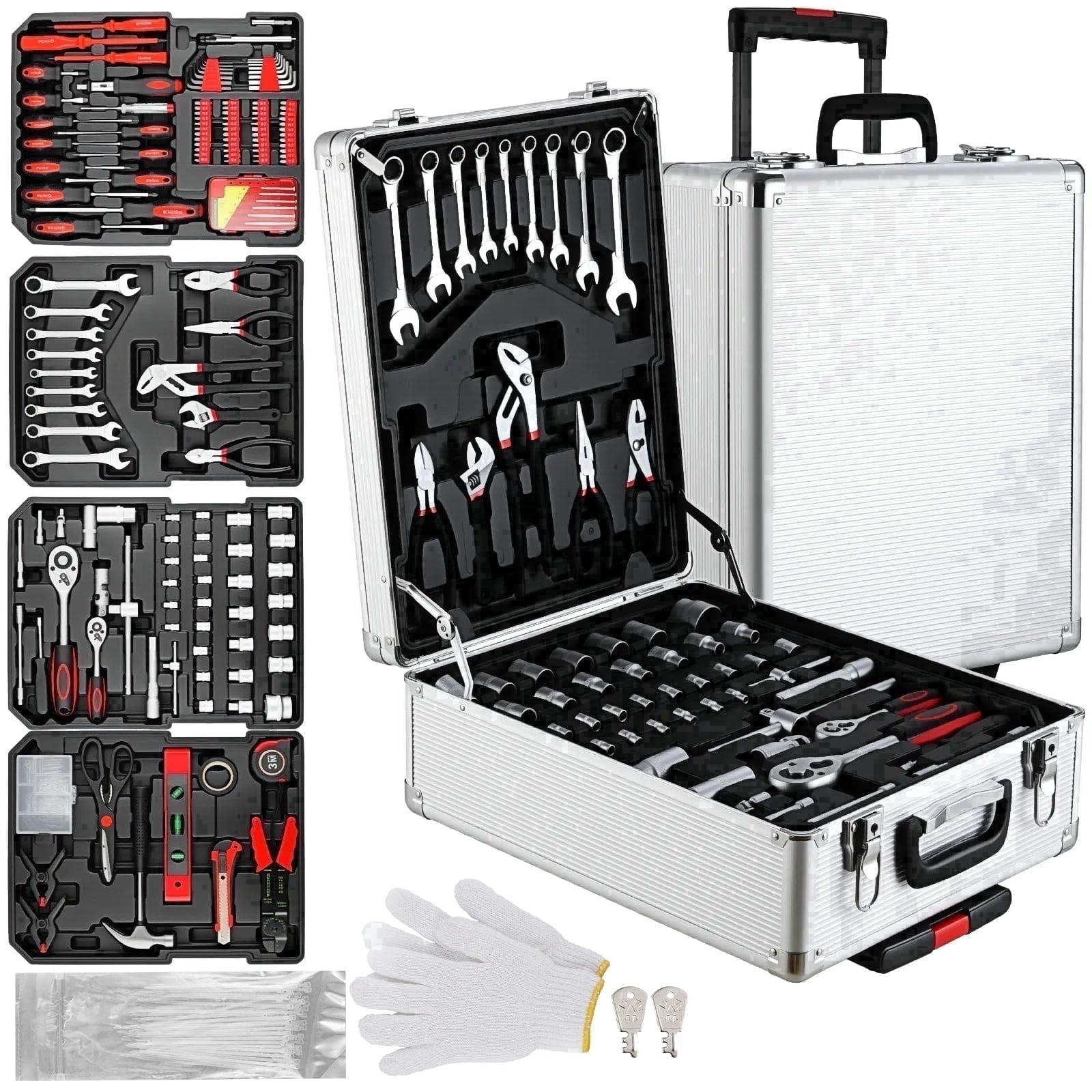 TLGREEN 799pcs Mechanic Tool Set with Trolley Case, Complete Household
