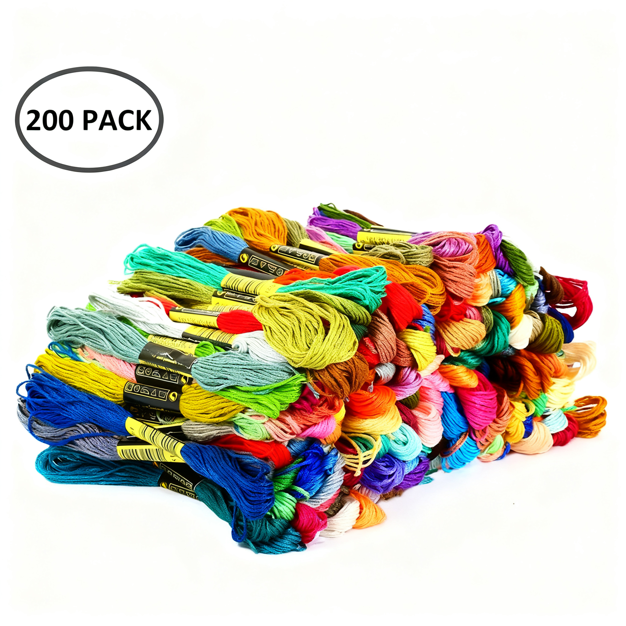 Tcwhniev 200 Pack Embroidery Floss Rainbow Colors, 8.75 Yards Cotton C