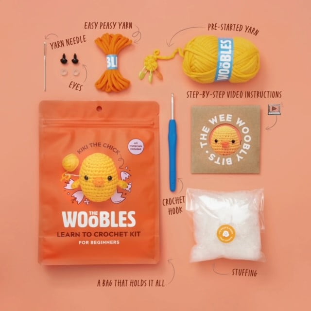 The Woobles Beginner Crochet Amigurumi Kits - Kiki the Chick
