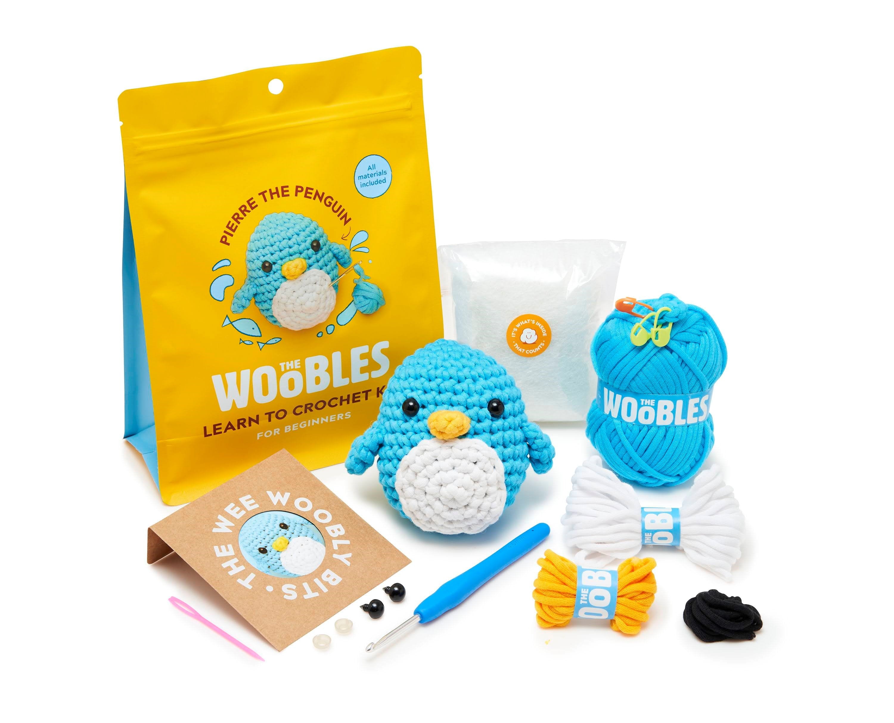 The Woobles Beginner Crochet Amigurumi Kits - Penguin