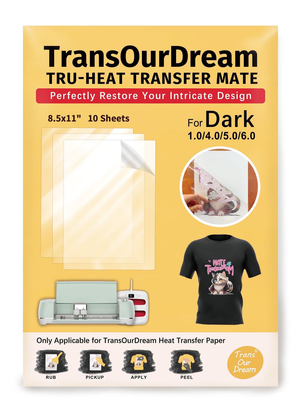 TransOurDream Tru-Heat Transfer Mate for Dark T Shirts Transfer Paper