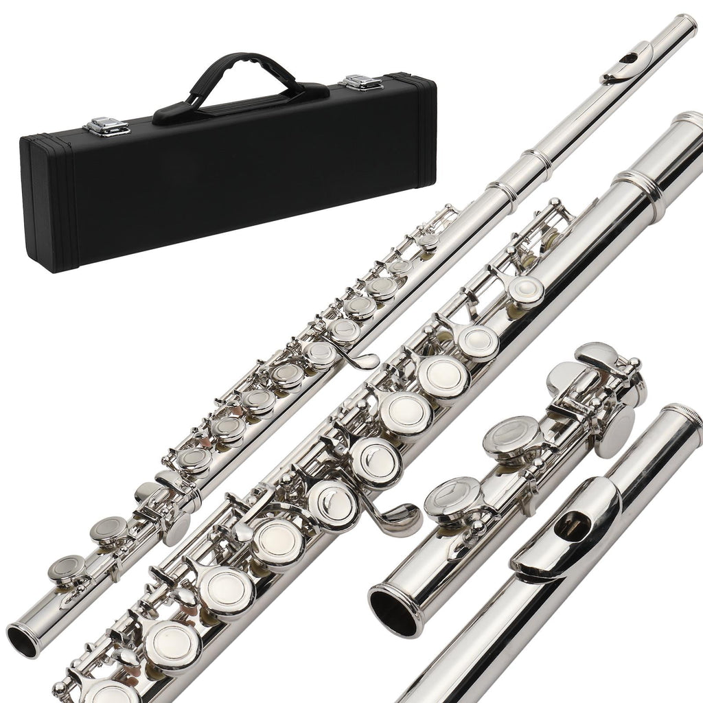 UBesGoo Concert Silver Nickel Plated C Closed Hole Concert Band Flute