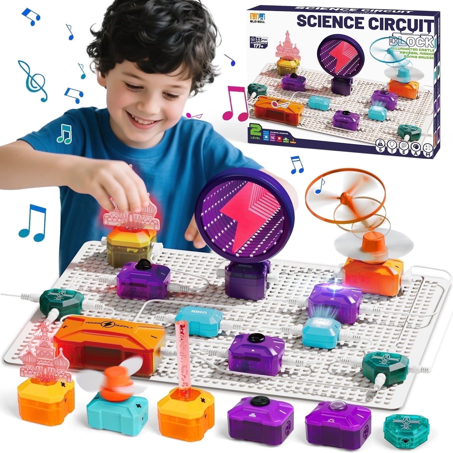 UUSUOO Circuit Board for Kids 8-12,45PCS DIY Electronics Exploration K