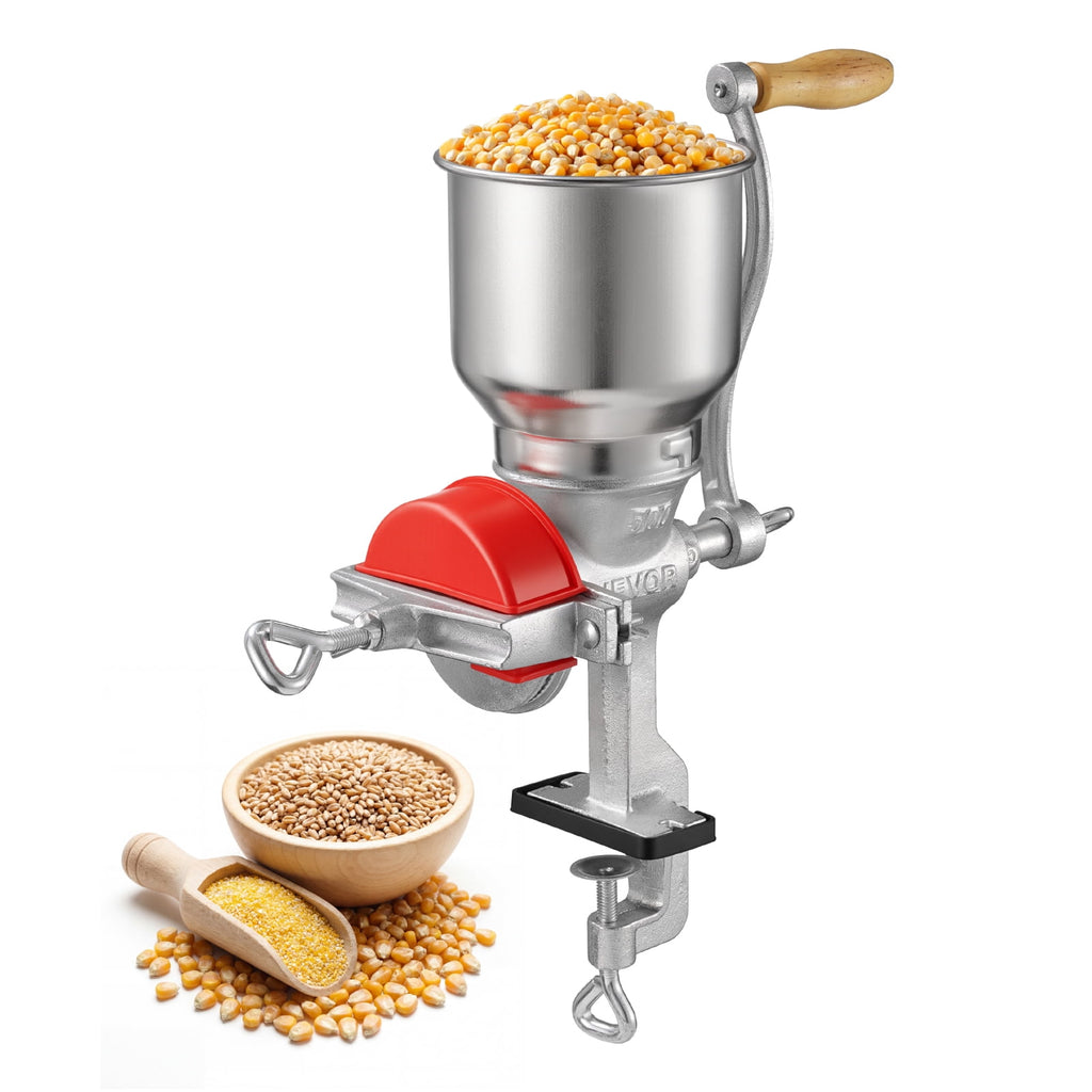 VEVOR Manual Grain Mill with High Hopper, Hand-Crank Corn Grinder, Hea