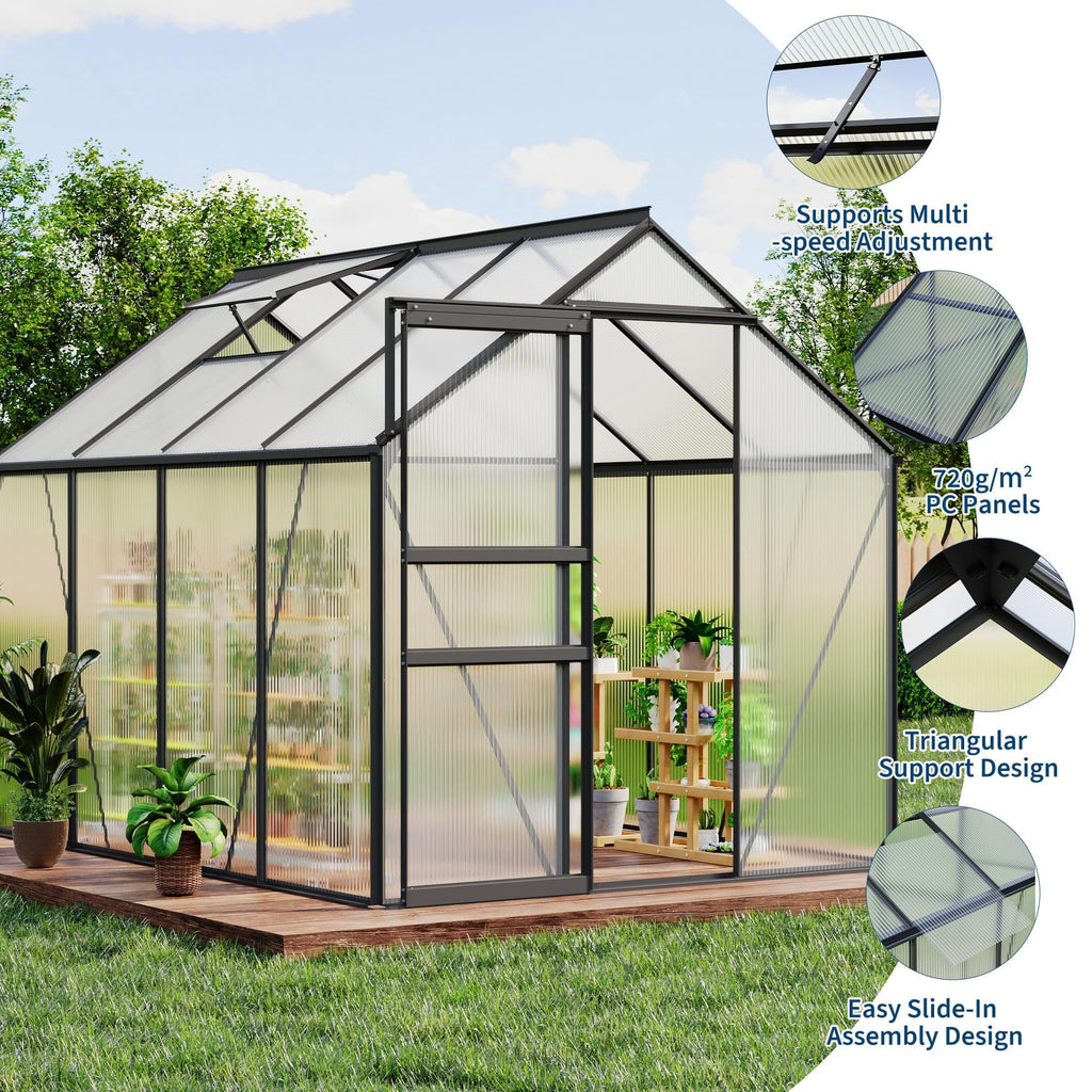 Spacious Polycarbonate Walk-In Greenhouse 6x8 FT – Heavy Duty Alumin