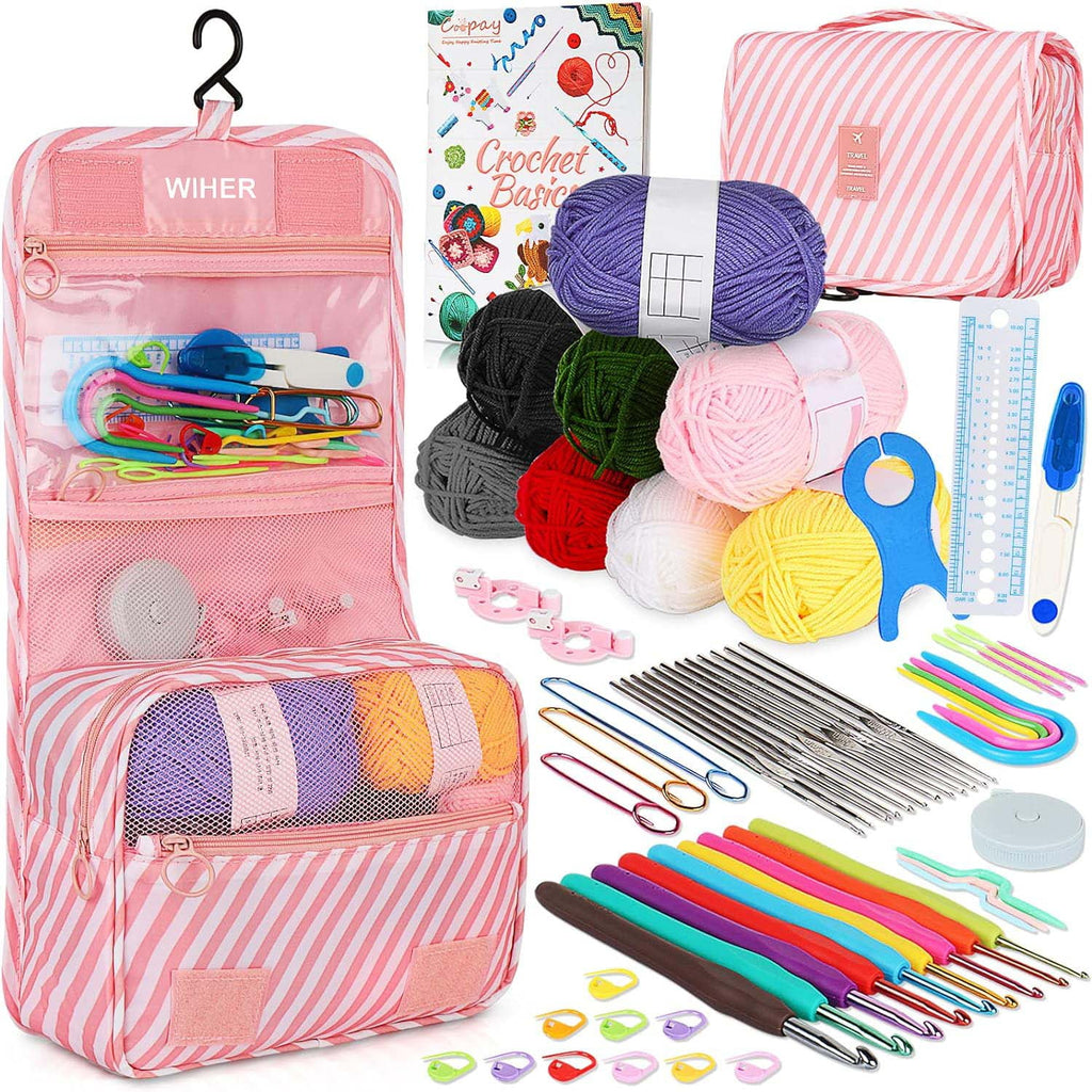 Wiher Upgraded Hanging Crochet Kit Beginners, 63PCS Crochet Hook Set w