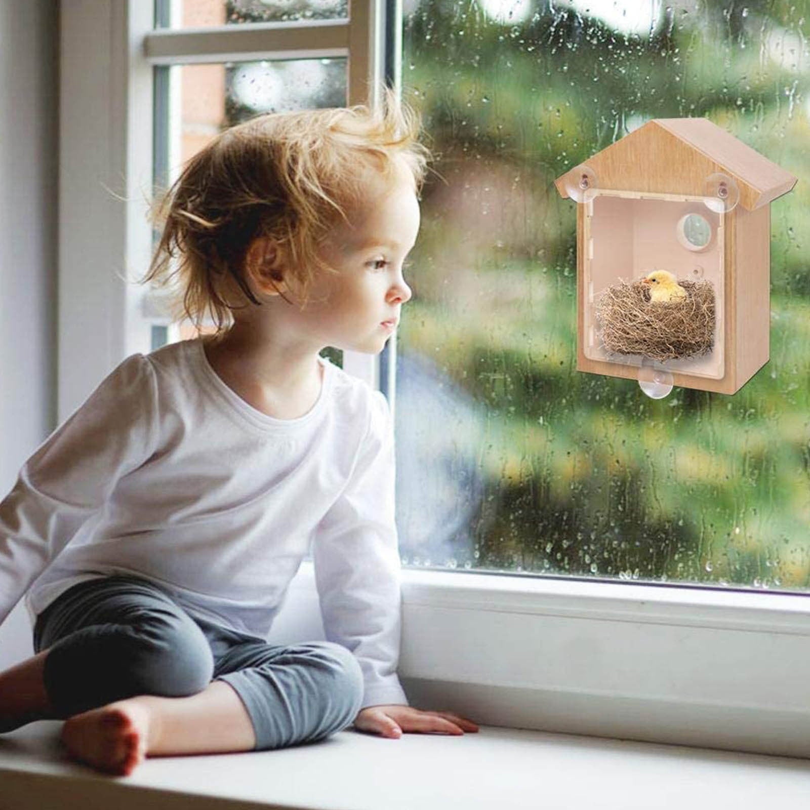 Window Birdhouse Paint Kit, DIY Clear Bird House With Suction Cups, Wo