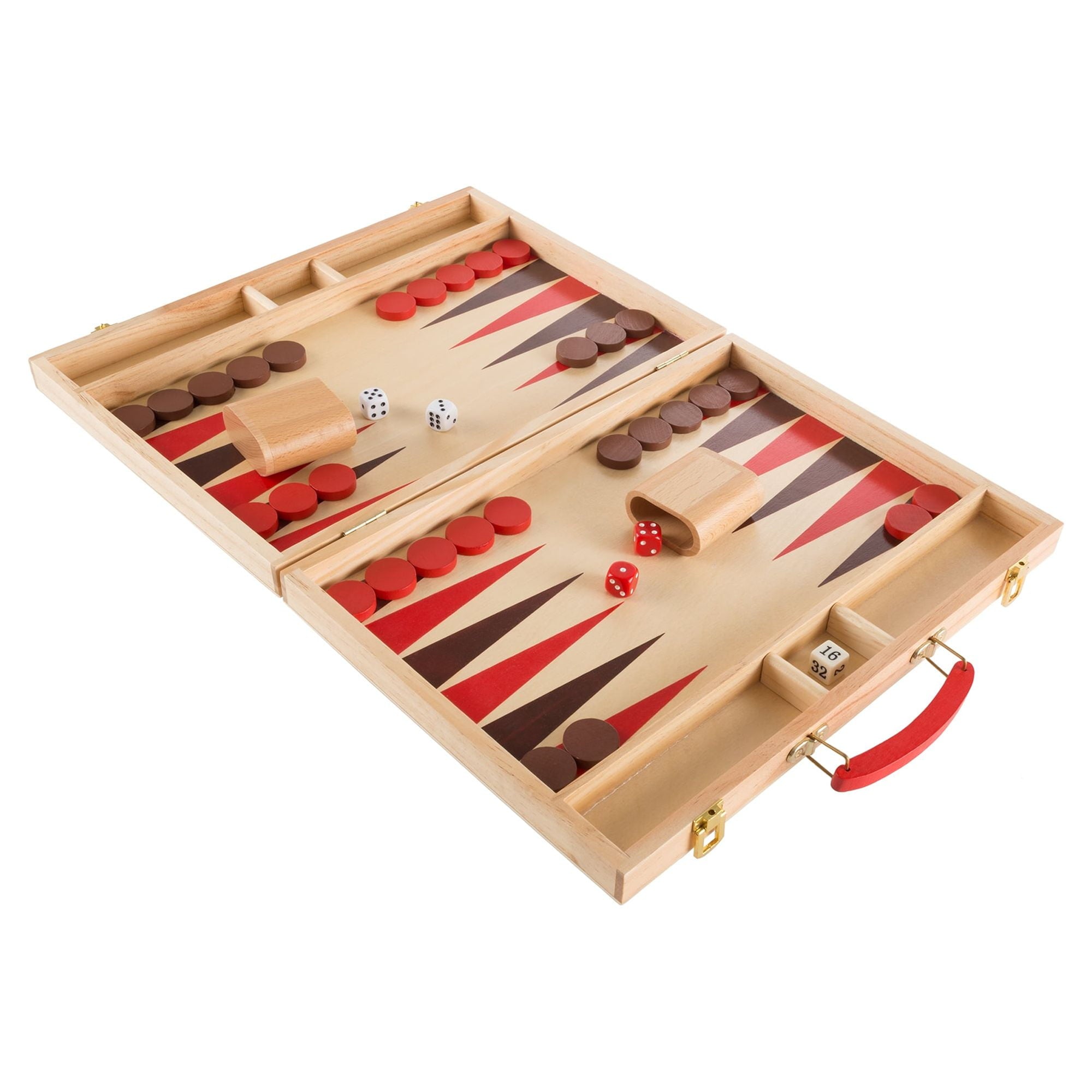Wood Backgammon Board Game Set With Folding Board For Storage, Portabl