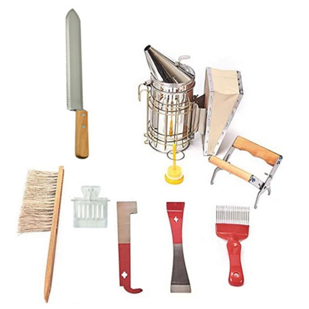 ZPAQI 9Pcs Beekeeping Supplies for Beekeeping Tools Set Bees Hives Smo