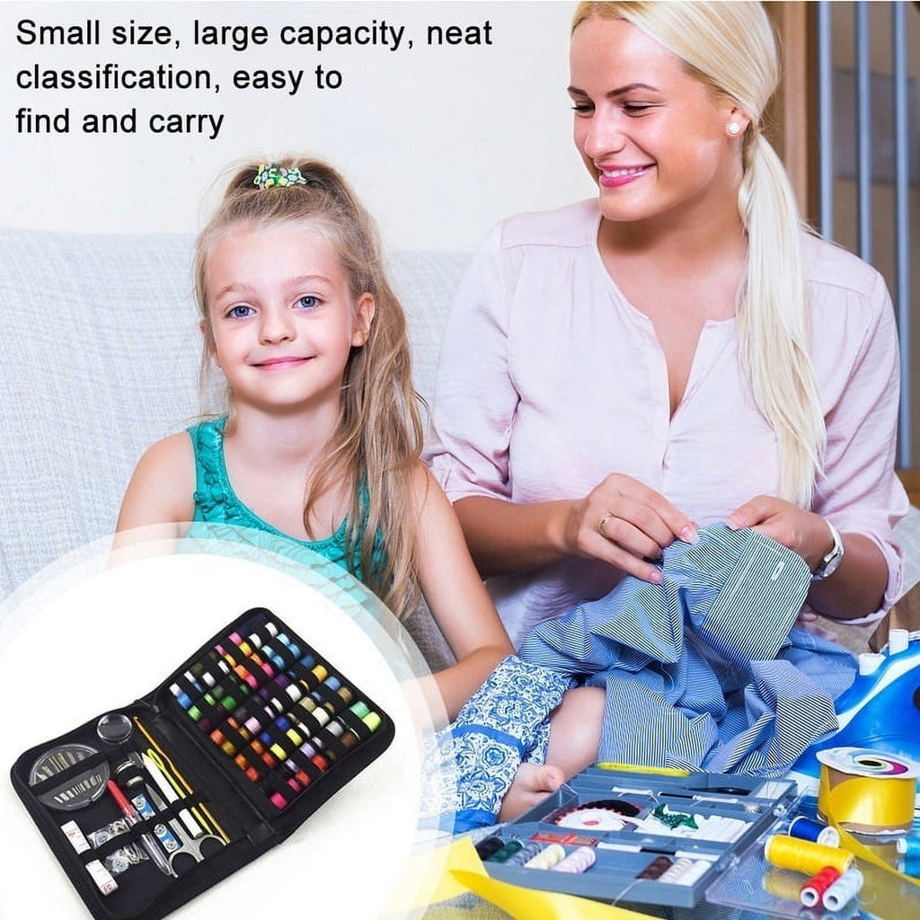 Jetcloudlive 128pcs Portable Travel Sewing Box Kit Needles Thread Stit