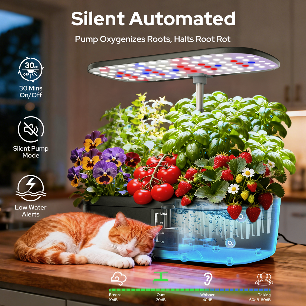 52 Pods Hydroponics Growing System Kit Indoor Herb Garden with Grow Li