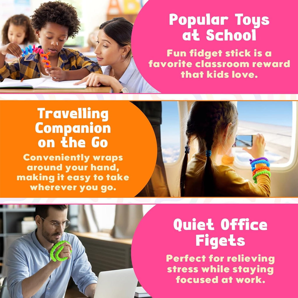 6 Pack Sensory Toys Sticks Stretchy