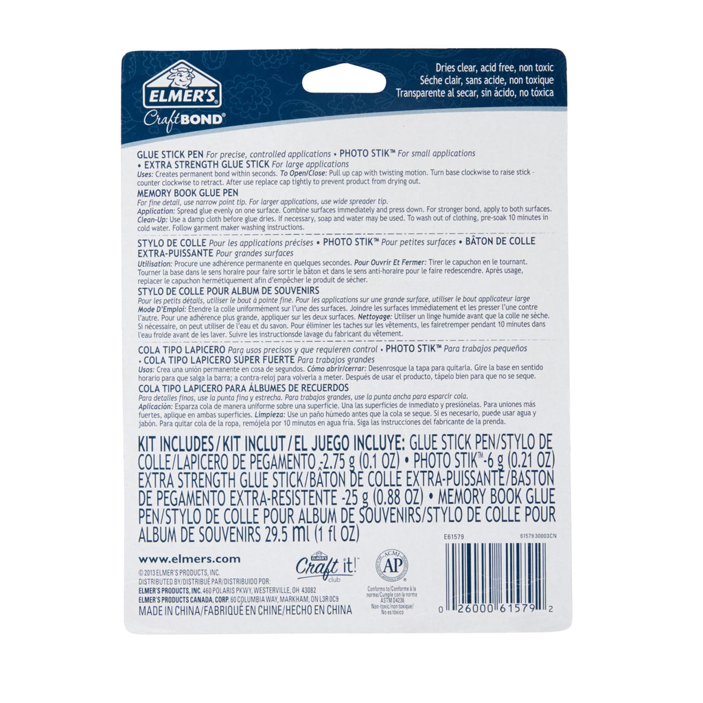Elmer’s Craft Bond Scrapbook Glue Set, 4 Types of Craft Glue