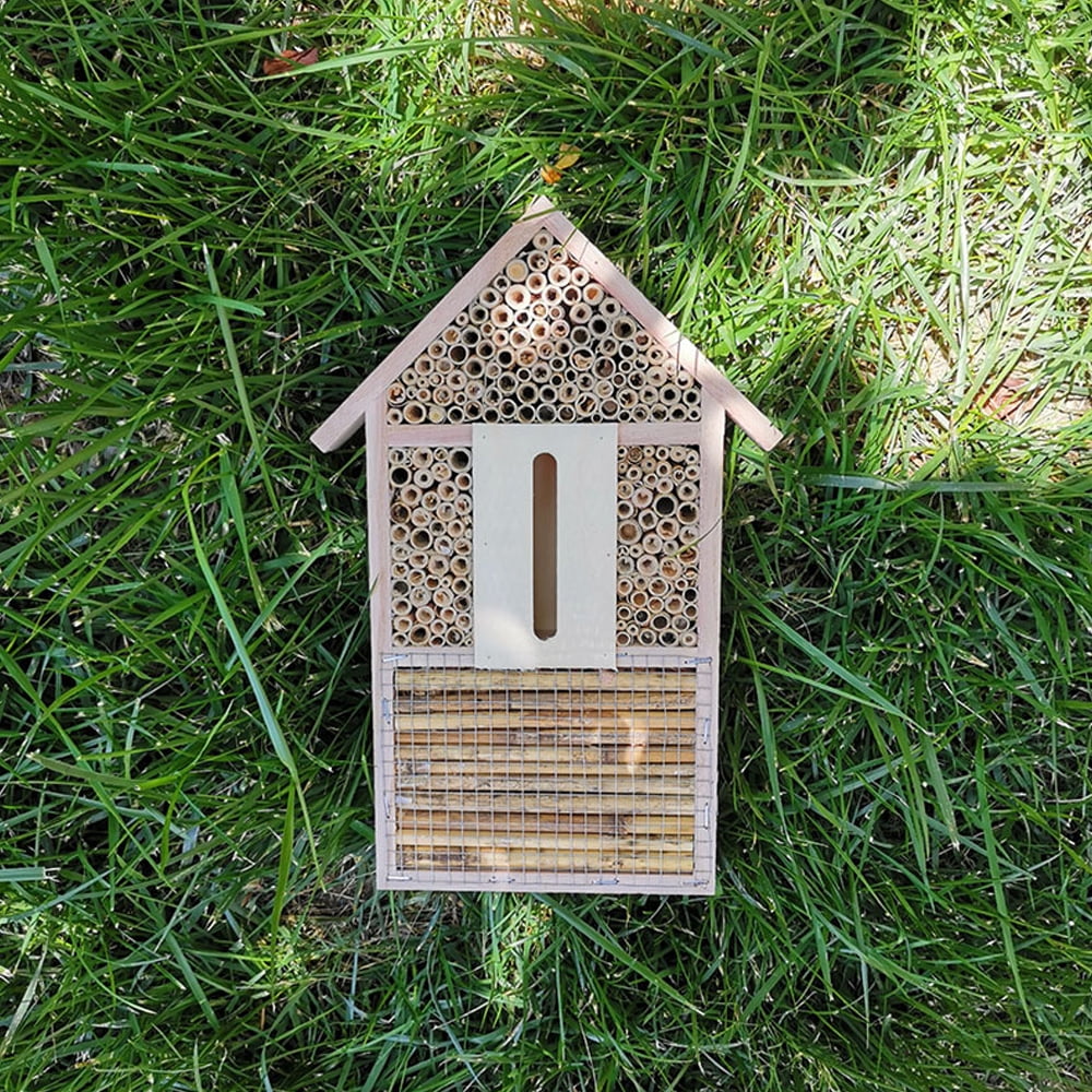 MLfire Bee House Natural Wooden Bee Hive House, Natural Pine Wood Hang