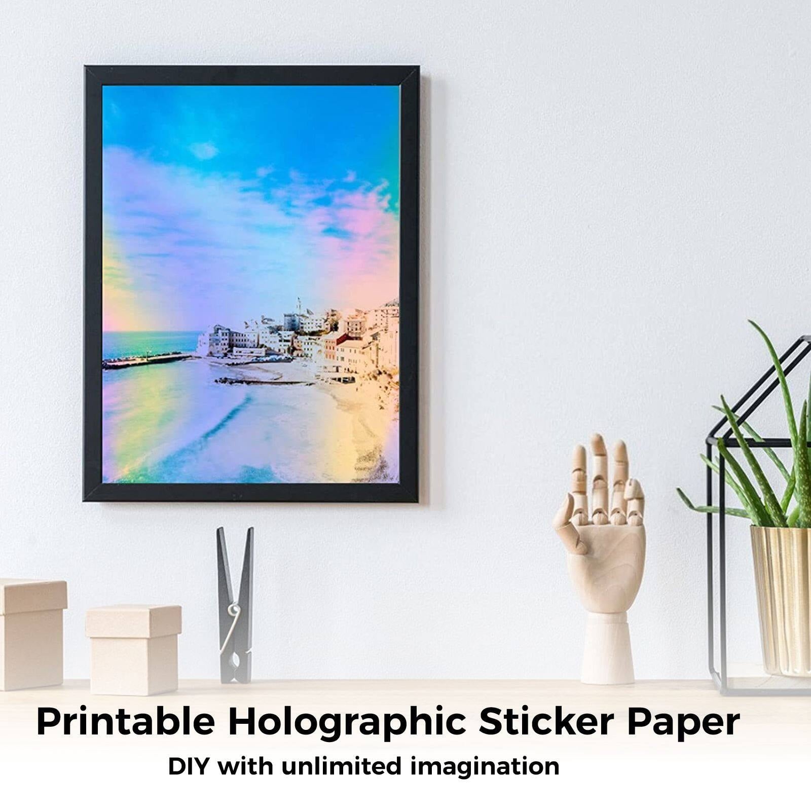 36 Sheets Holographic Sticker Paper, Holographic Vinyl Laminate Film,