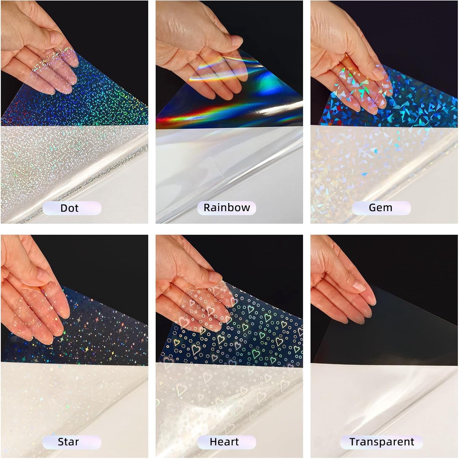 36 Sheets Holographic Laminate Sheets Transparent Holographic Sticker