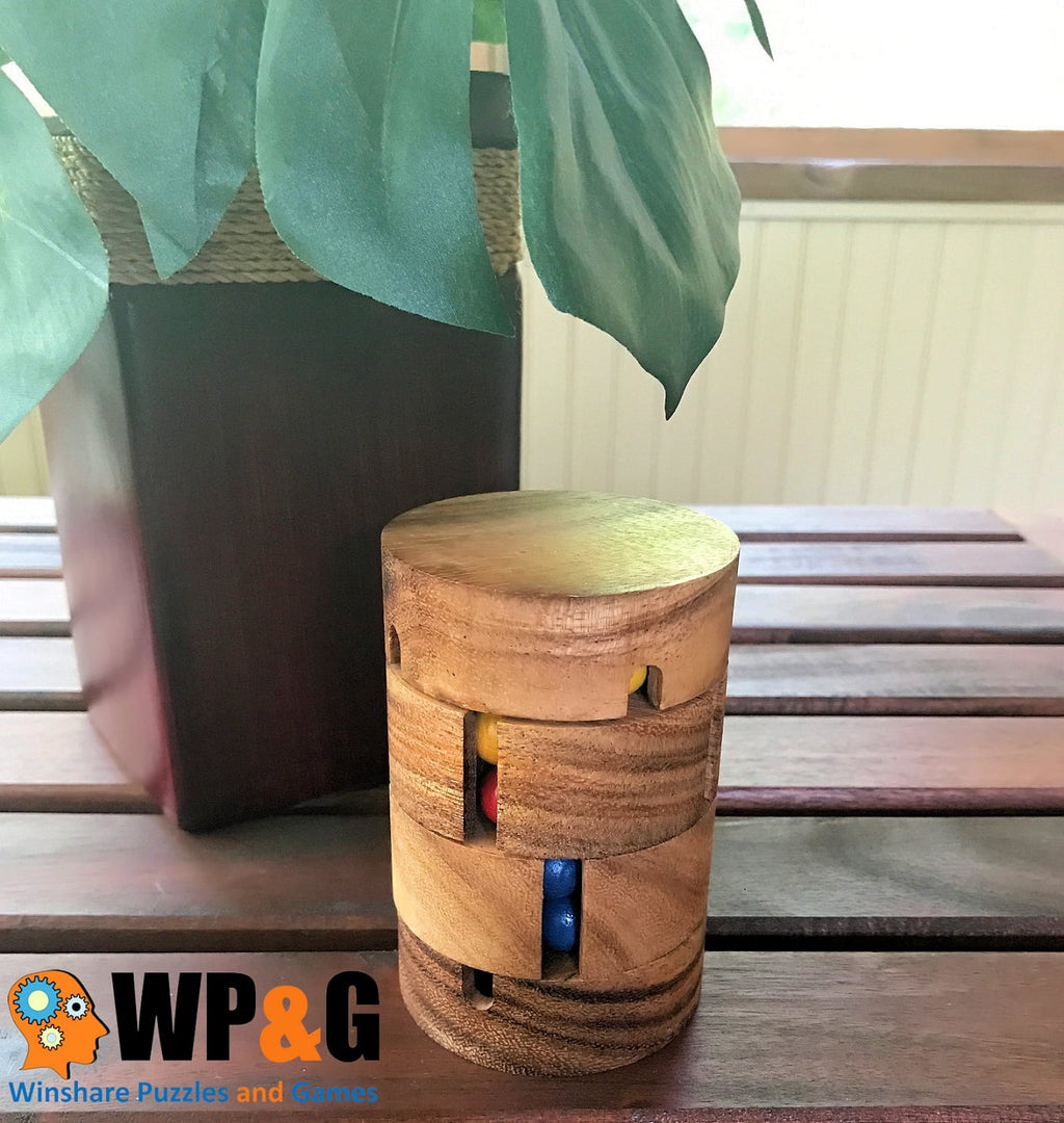 Spin To Win Cylinder Rotational IQ Cube Puzzle Wooden Spinning Sequent