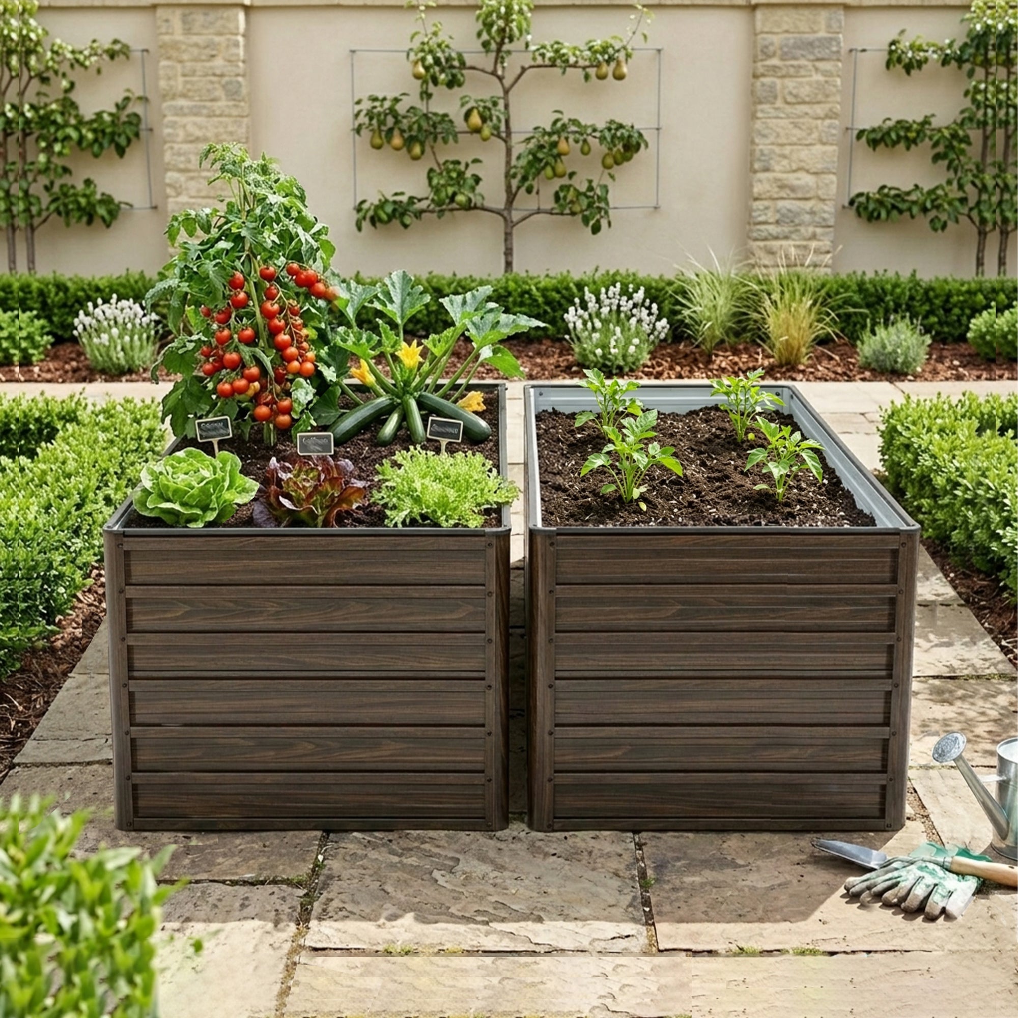 2-Pack 74.6"x35.4"x25" Raised Garden Bed Kit, Metal Elevated Planter Box