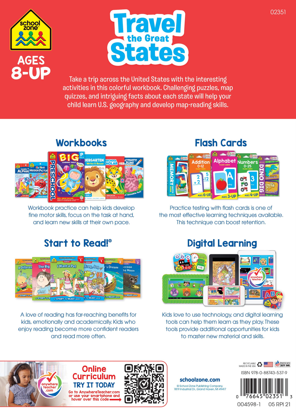 School Zone Travel the Great States Workbook