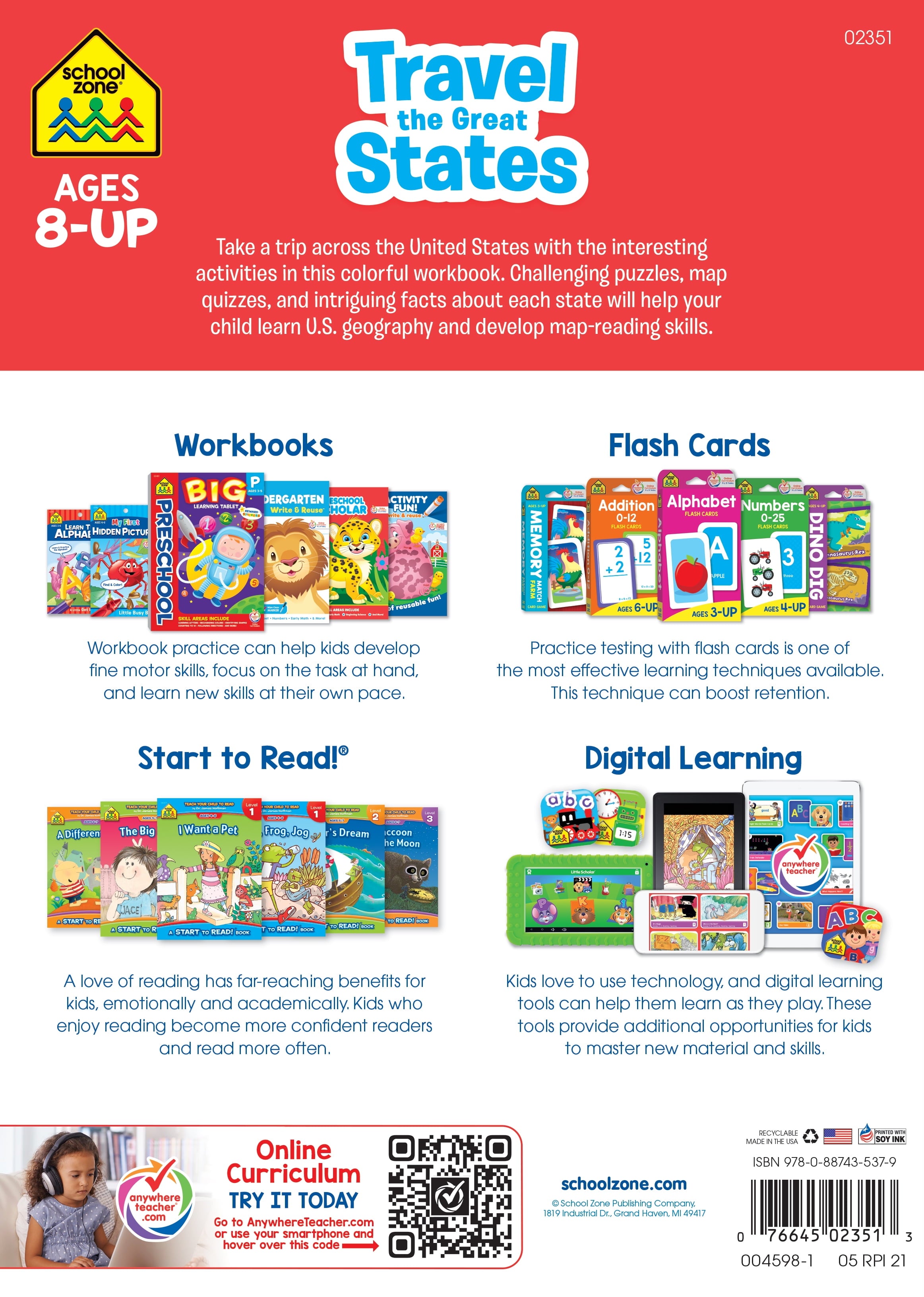 School Zone Travel the Great States Workbook