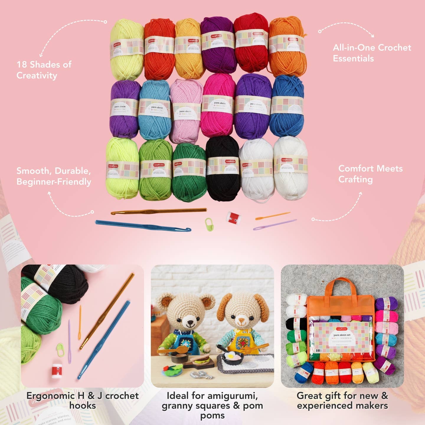Incraftables 24 Color Yarn Set – Acrylic Yarn Set for Crocheting, Kn