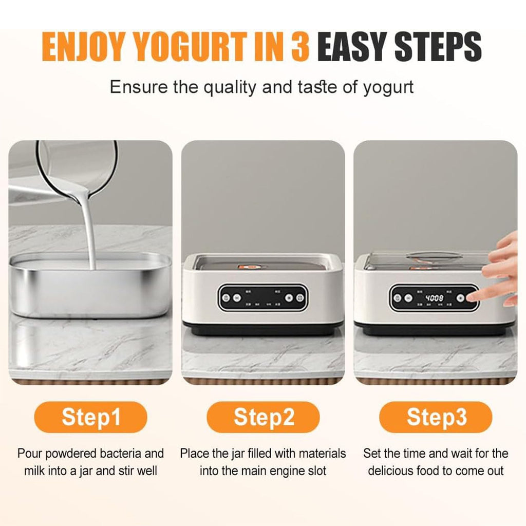 WWG 1.6L Yogurt Maker with Temperature Control and 8-12 Hour Timer, St