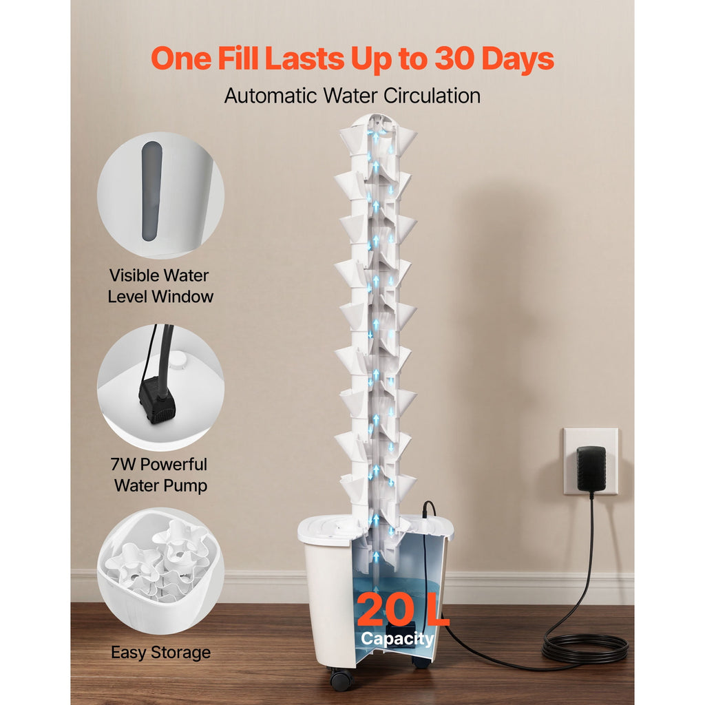 KFFKFF Hydroponic Tower System, 50 Pods 10-Tier Vertical Growing Kit w