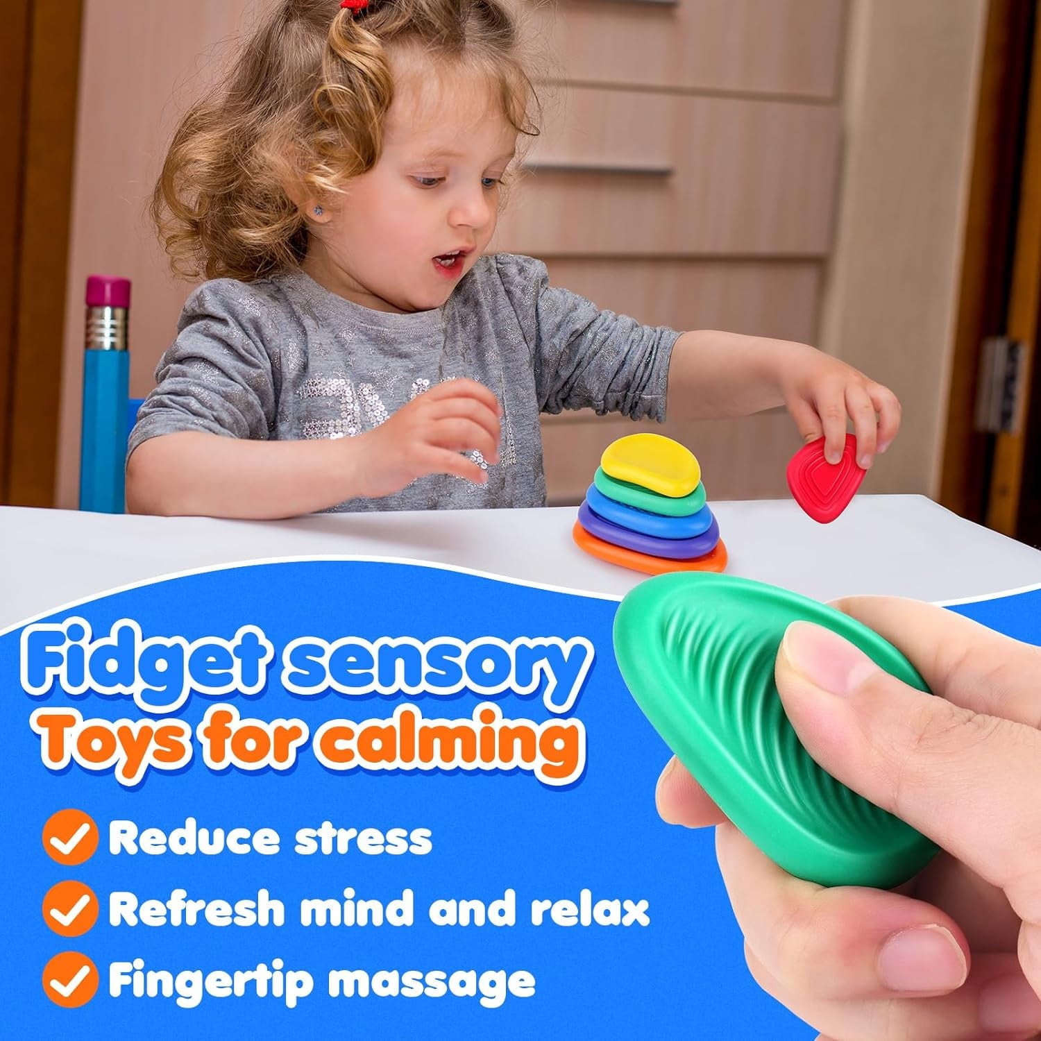 Sensory Stone for Kids: 6 Pack Textured Soft Worry