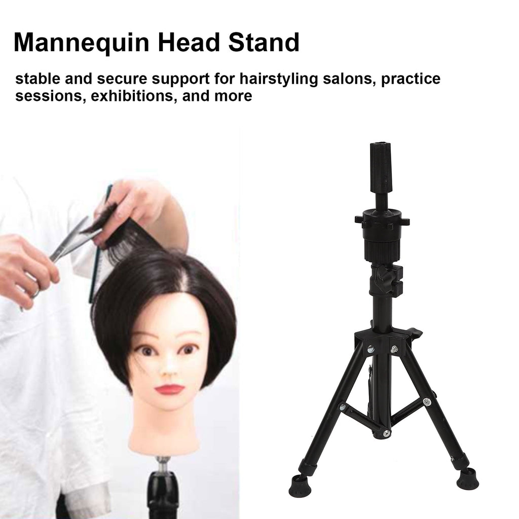 NFTIGB Black Mannequin Head Stand Aluminium Alloy Adjustable Wig Stand