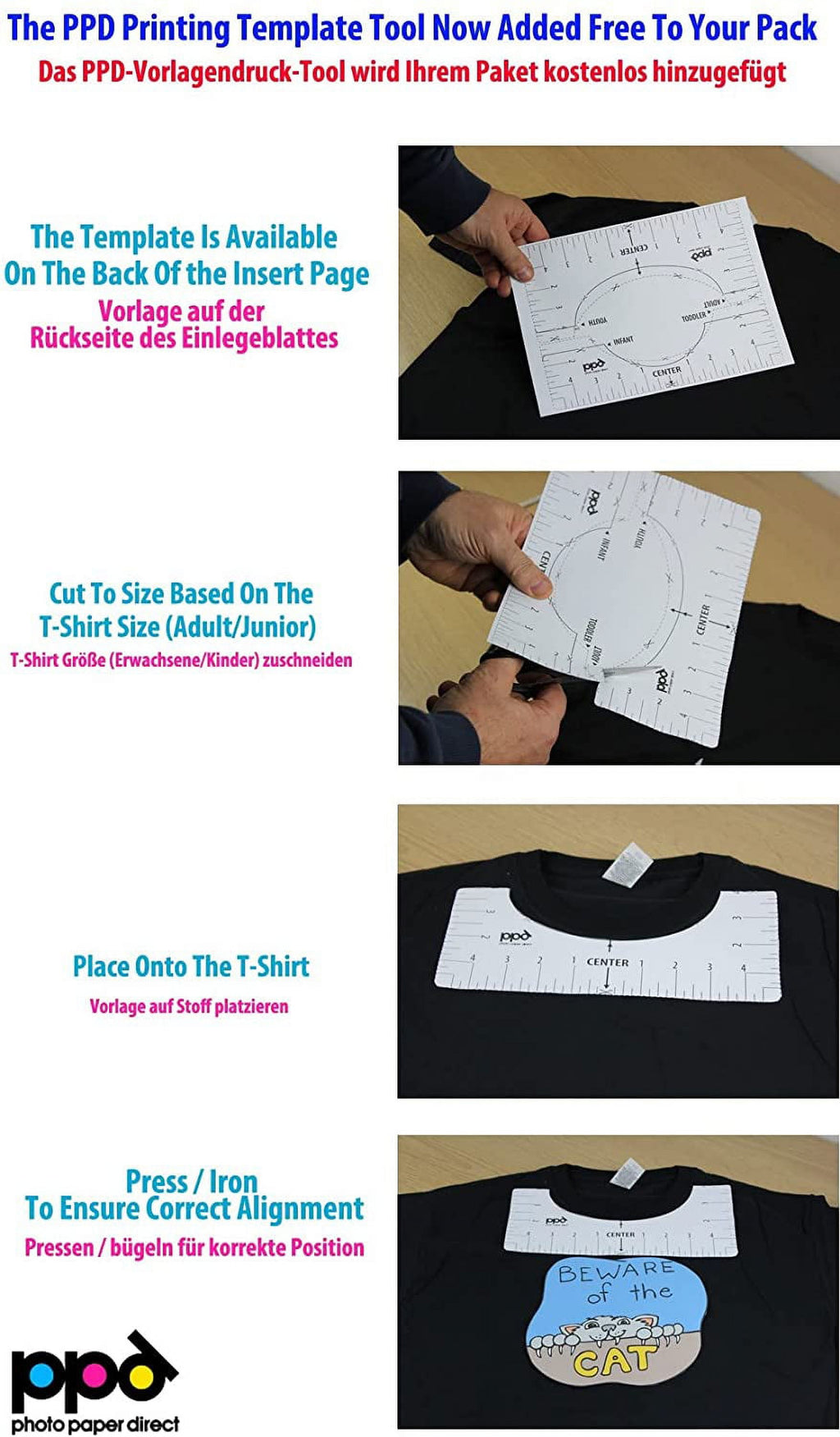 PPD 10 Sheets 11x17" - Inkjet Iron-on Heat Transfer Paper for Black &
