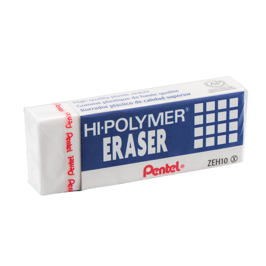 Pentel Hi-Polymer Block Eraser, Latex Free, White, Pack of 3 Erasers