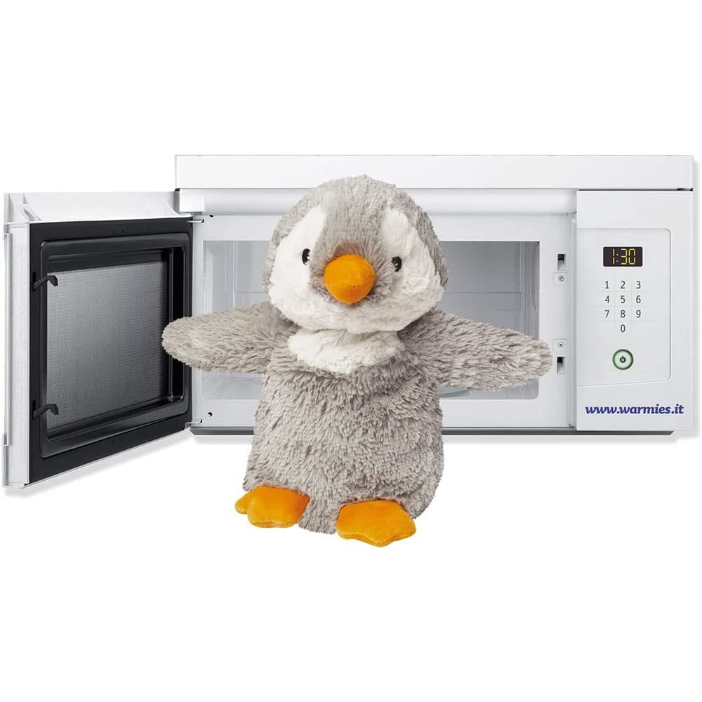 warmies 13” Gray Penguin Stuffed Animal, Microwavable Heated Plushie