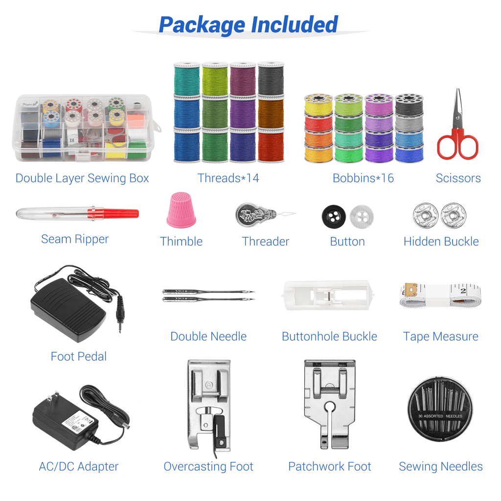 BCOOSS Sewing Machine for Beginner Portable Sewing Machine With 45 Sti