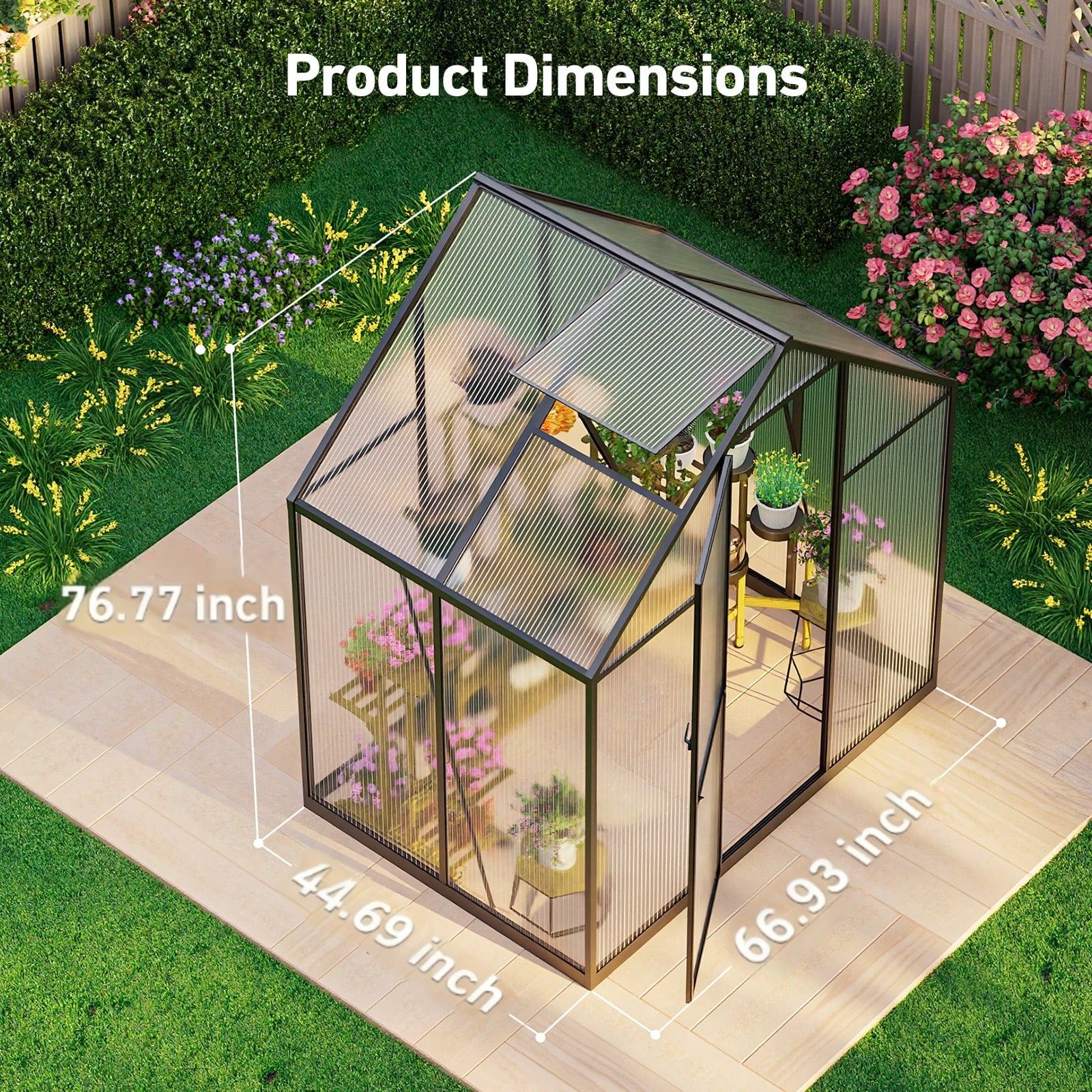 Sylviera 6x4ft Outdoor Walk-in Greenhouse, Heavy-Duty Polycarbonate Gr