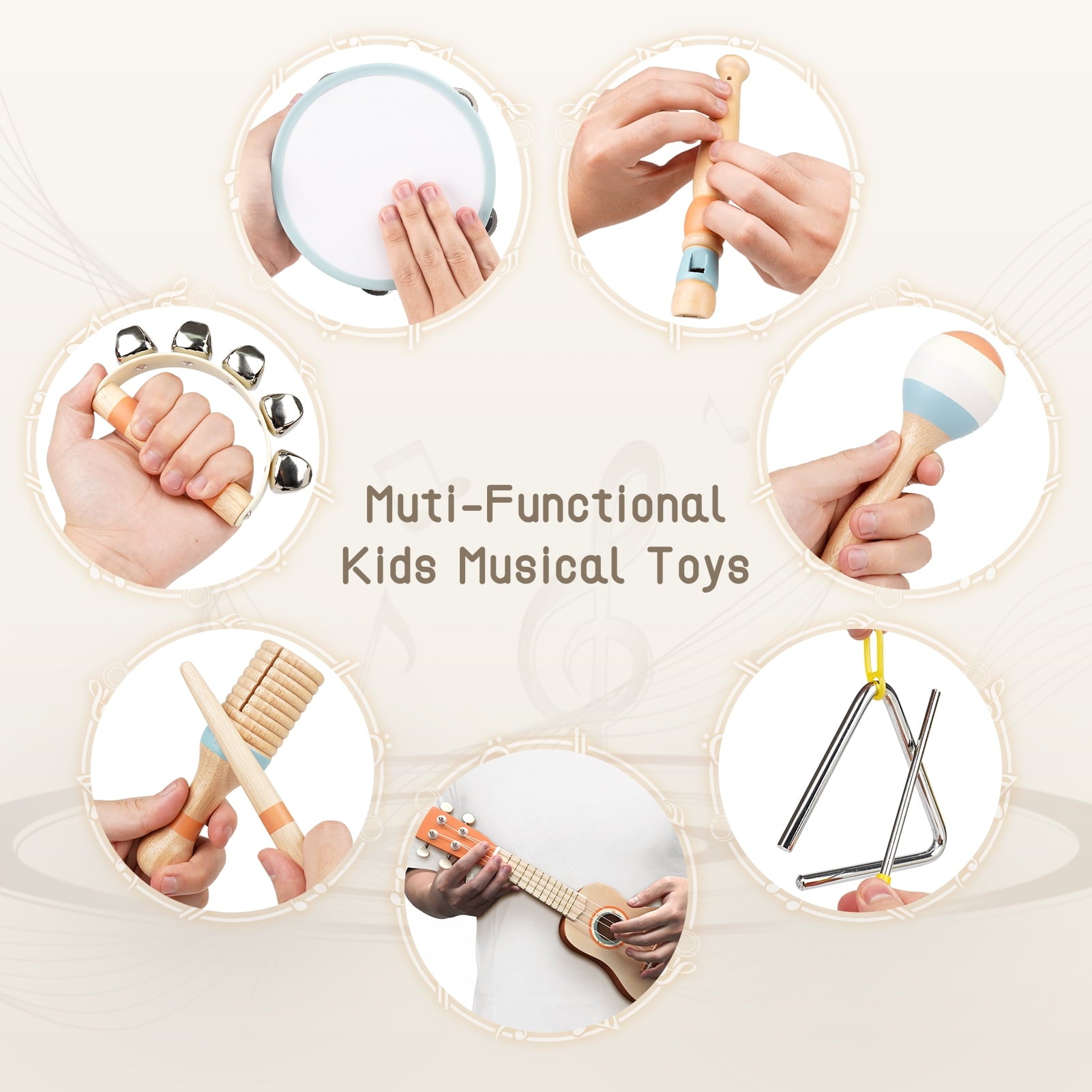 Vanplay Kids 7-in-1 Musical Instrument Set for Children 3+