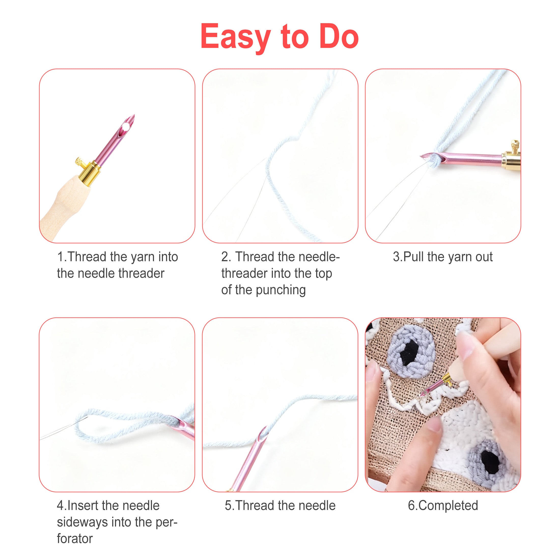 EEEkit 39pcs Punch Needle Embroidery Tools Set, Adjustable Punch Pen w