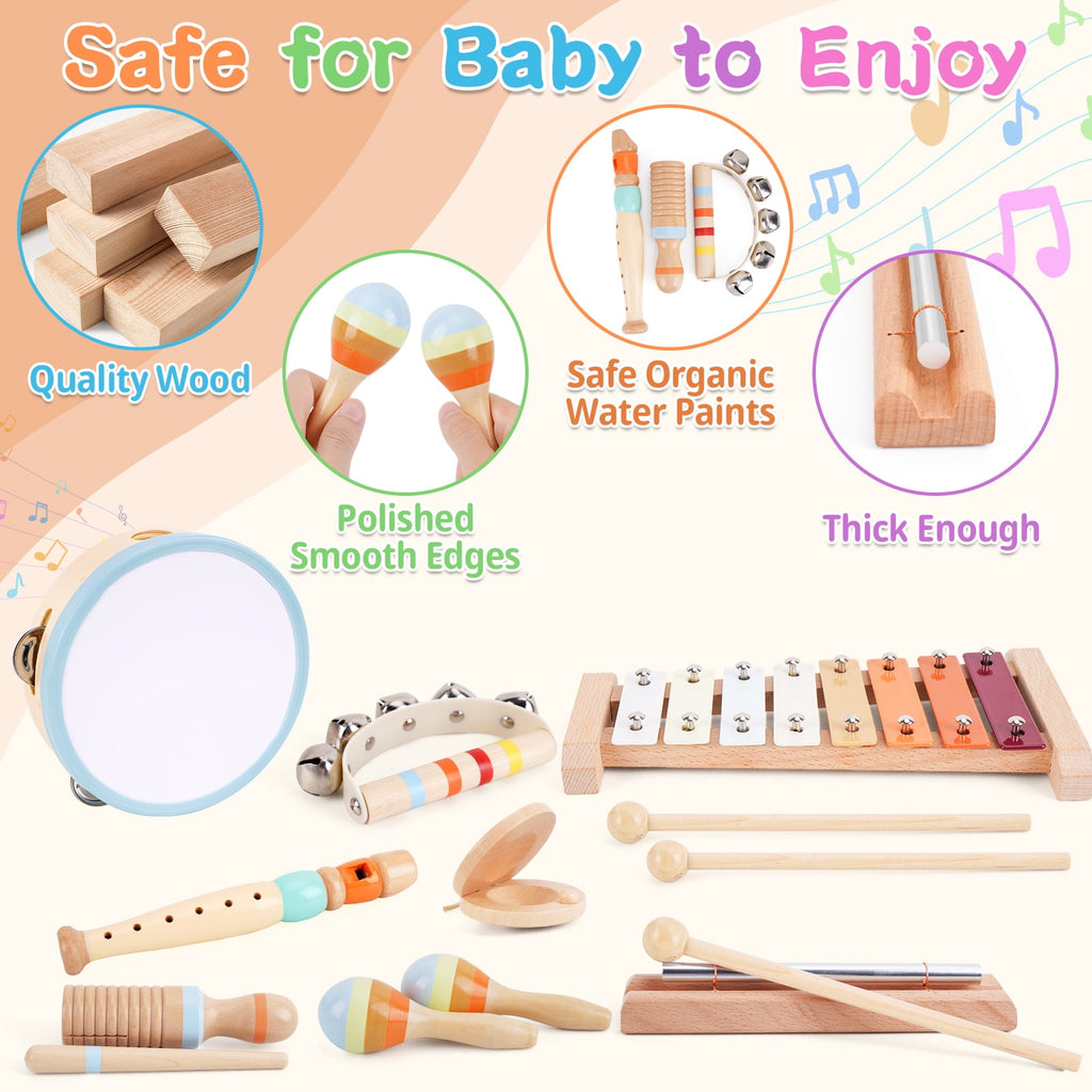 Wooden Musical Instruments for Toddlers 1-3 - Montessori Educational T