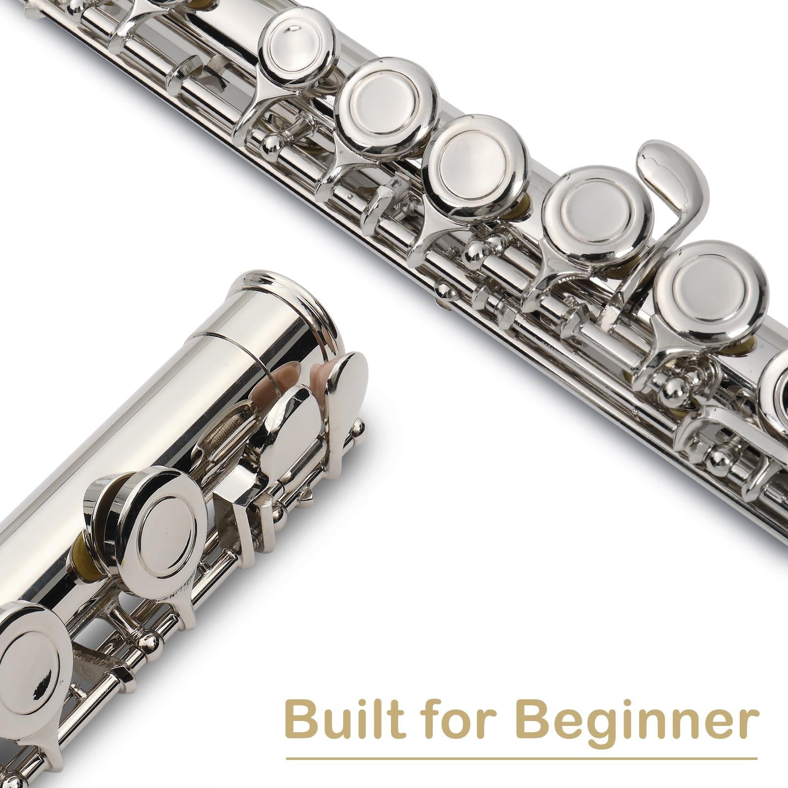 UBesGoo Concert Silver Nickel Plated C Closed Hole Concert Band Flute