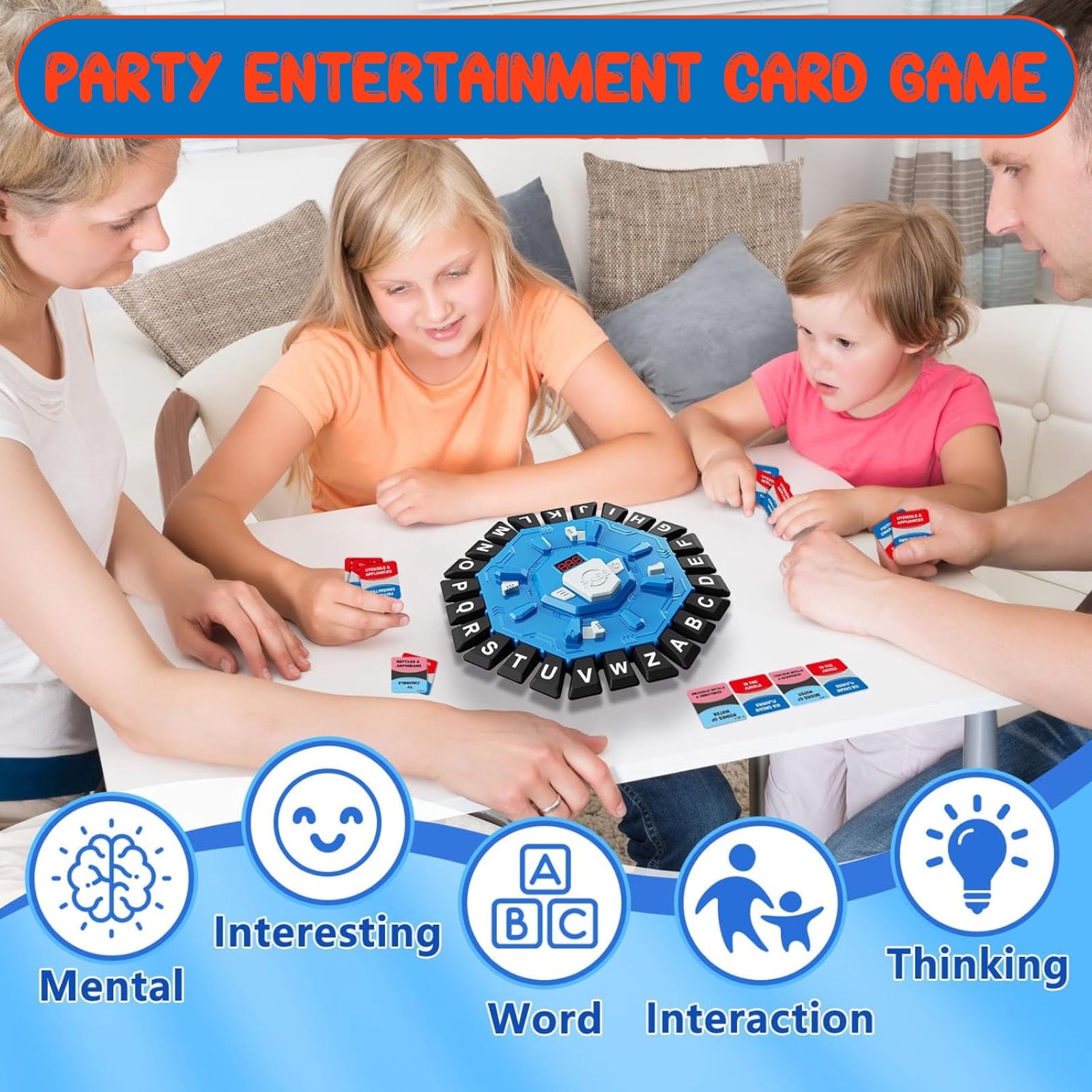 Word Game Family Board Game with Digital Display Timer and 2 Categorie